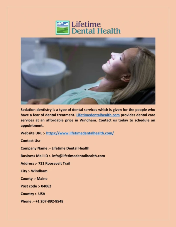 Windham Sedation Dentistry - Lifetimedentalhealth.com