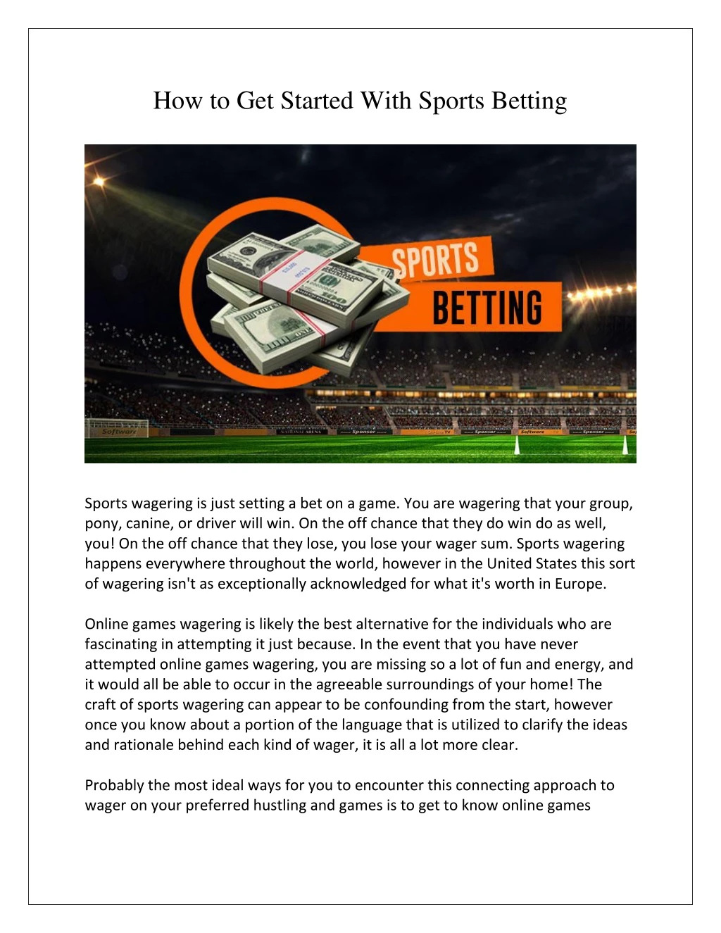 how to get started with sports betting