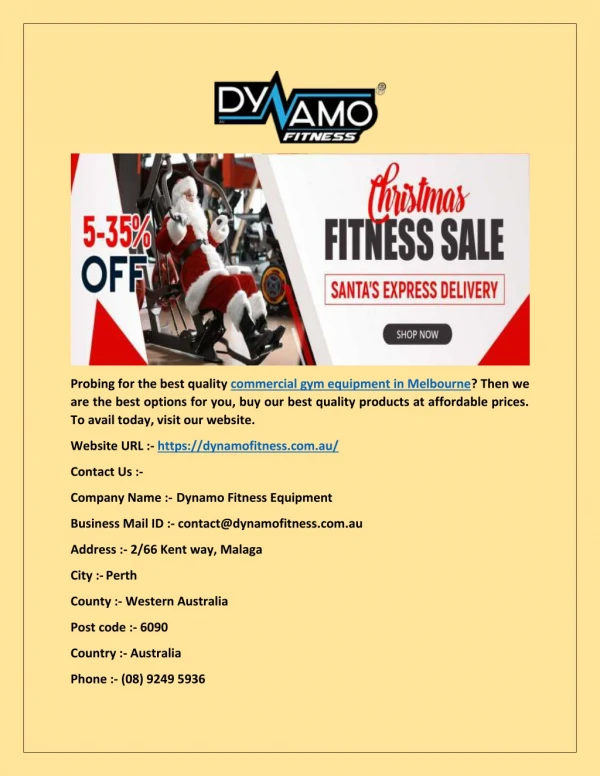 Commercial gym equipment Melbourne - Dynamofitness.com.au