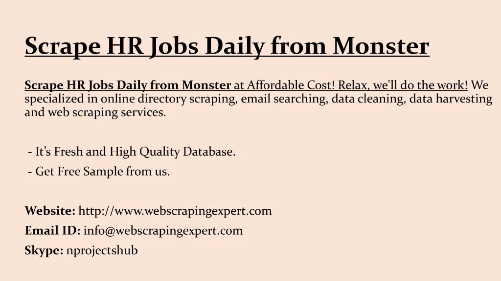 scrape hr jobs daily from monster