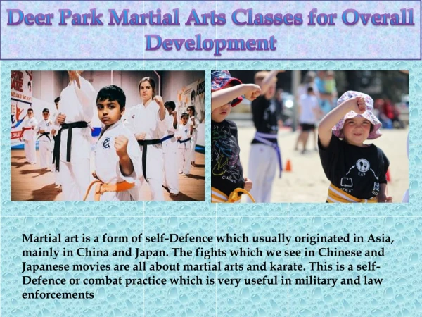 Deer Park Martial Arts Classes for Overall Development
