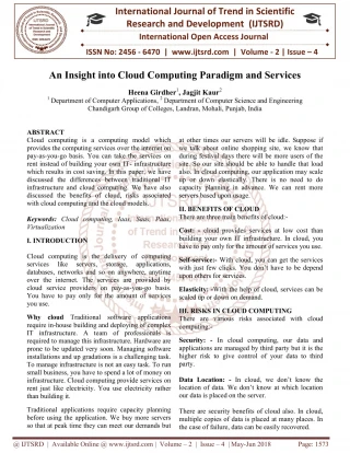 An Insight into Cloud Computing Paradigm and Services - slide 1