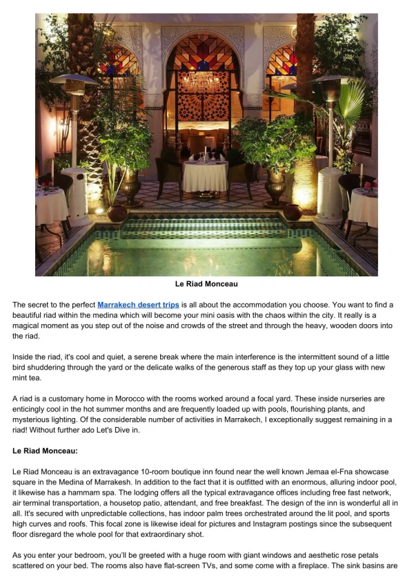 Luxury Hotels and Riads In Marrakech