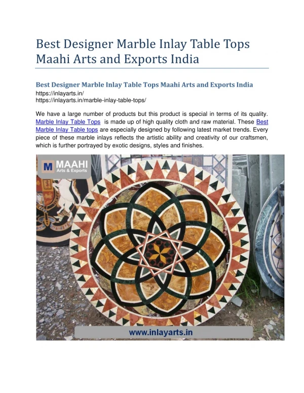 Best Designer Marble Inlay Table Tops Maahi Arts and Exports India