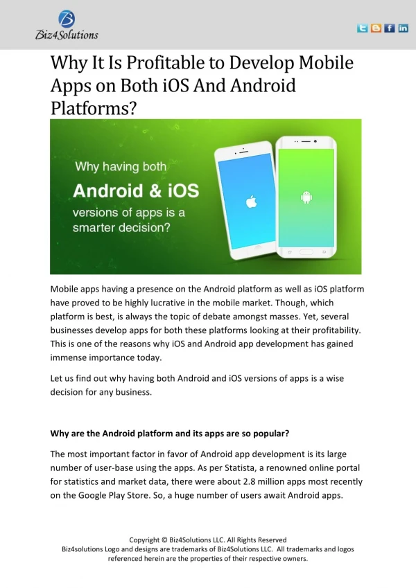 why it is profitable to develop mobile apps