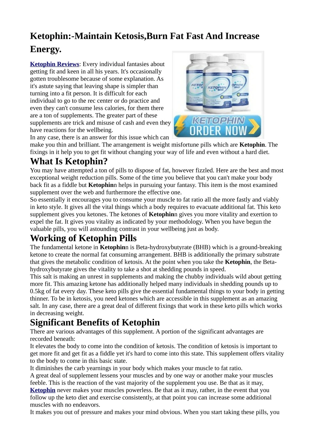 ketophin maintain ketosis burn fat fast