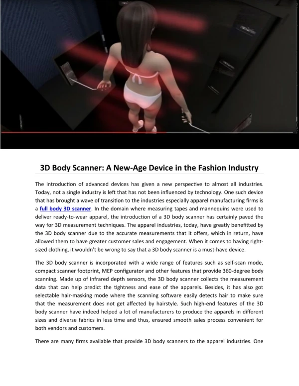 3d body scanner a new age device in the fashion