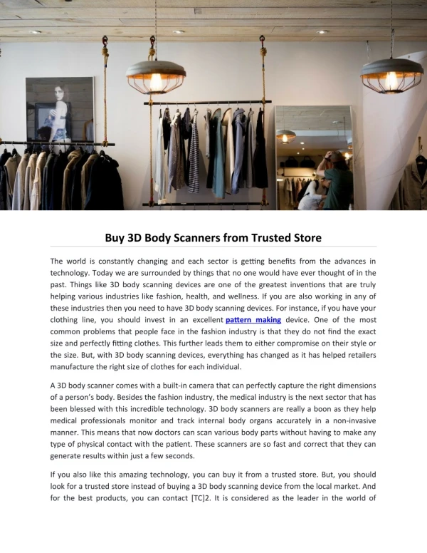 buy 3d body scanners from trusted store