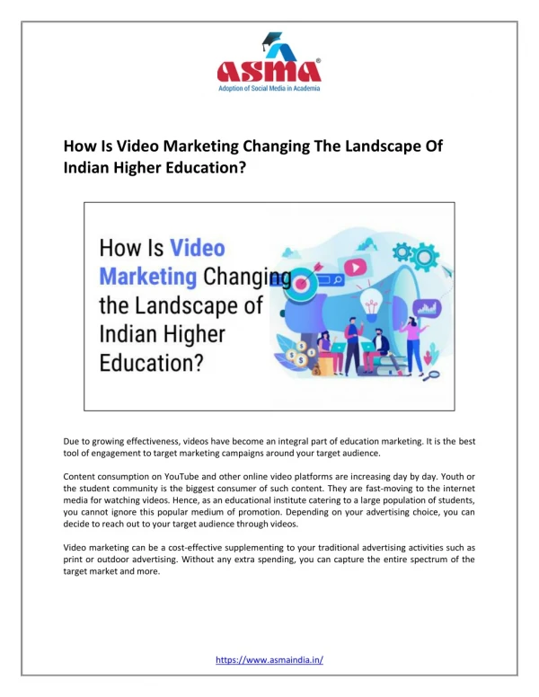 How Is Video Marketing Changing the Landscape of Indian Higher Education? - ASMA