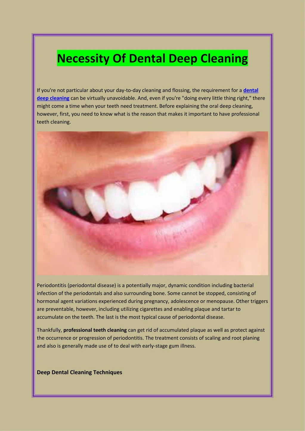 necessity of dental deep cleaning