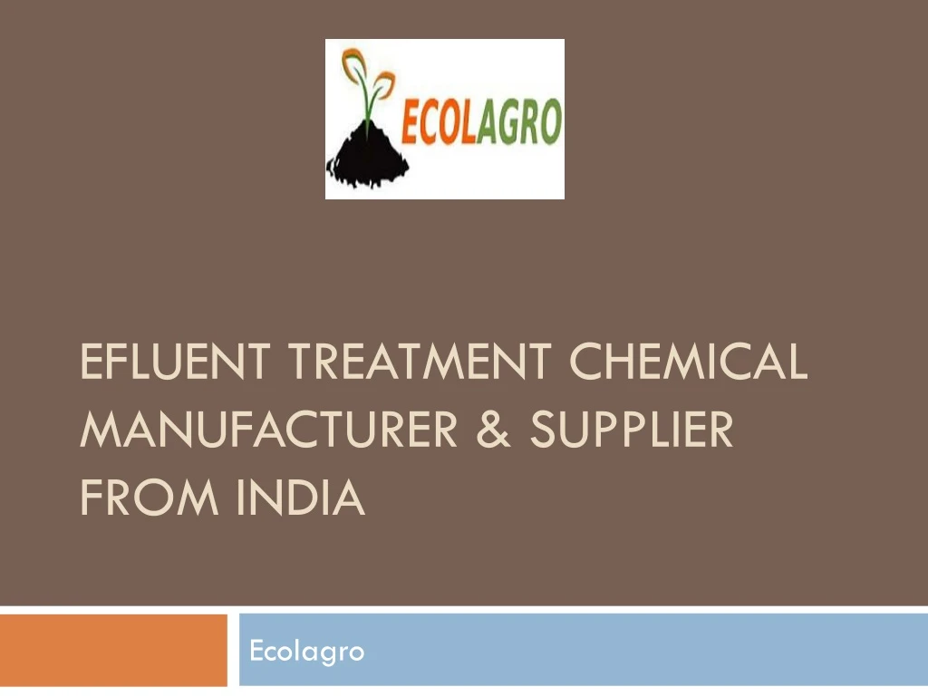 efluent treatment chemical manufacturer supplier from india