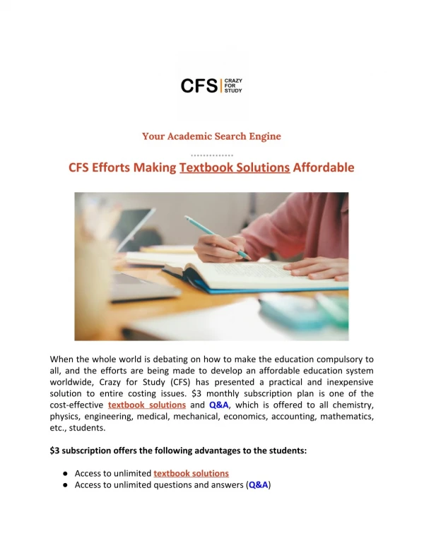 CFS Efforts Making Textbook Solutions Affordable