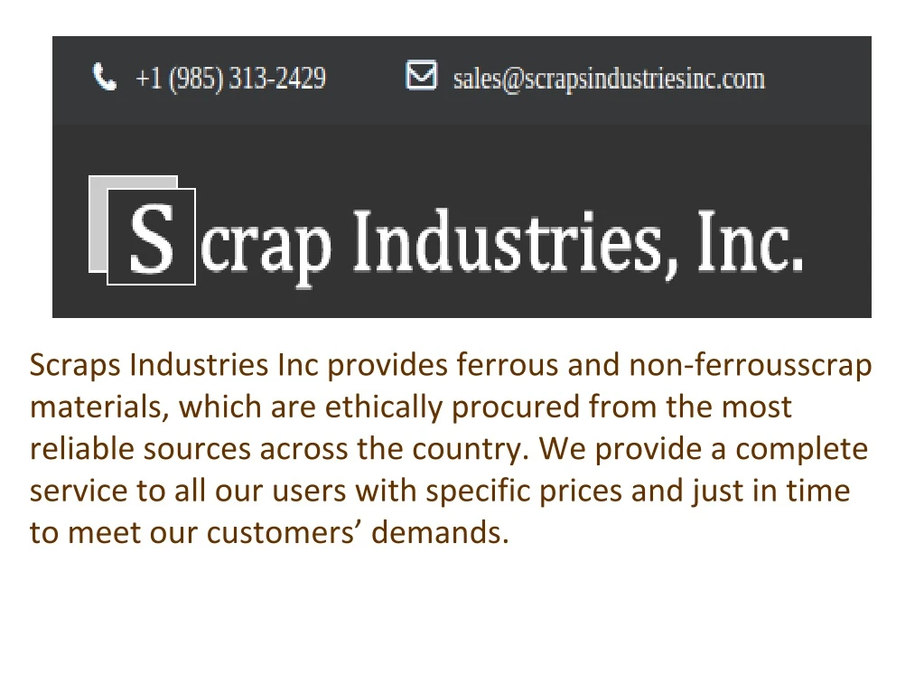 scraps industries inc provides ferrous