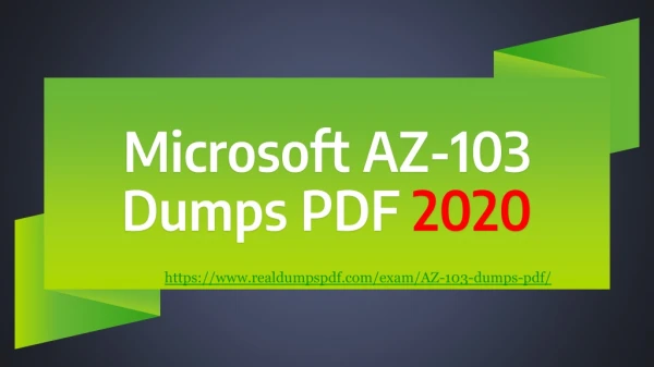 Microsoft AZ-103 Dumps PDF [2020]