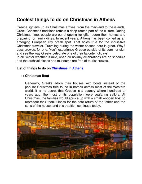 coolest things to do on christmas in athens