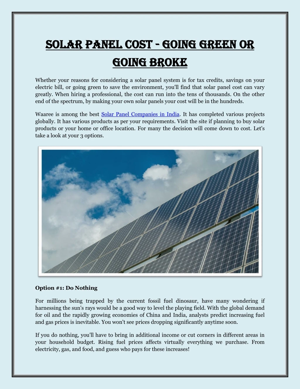solar panel cost solar panel cost going green