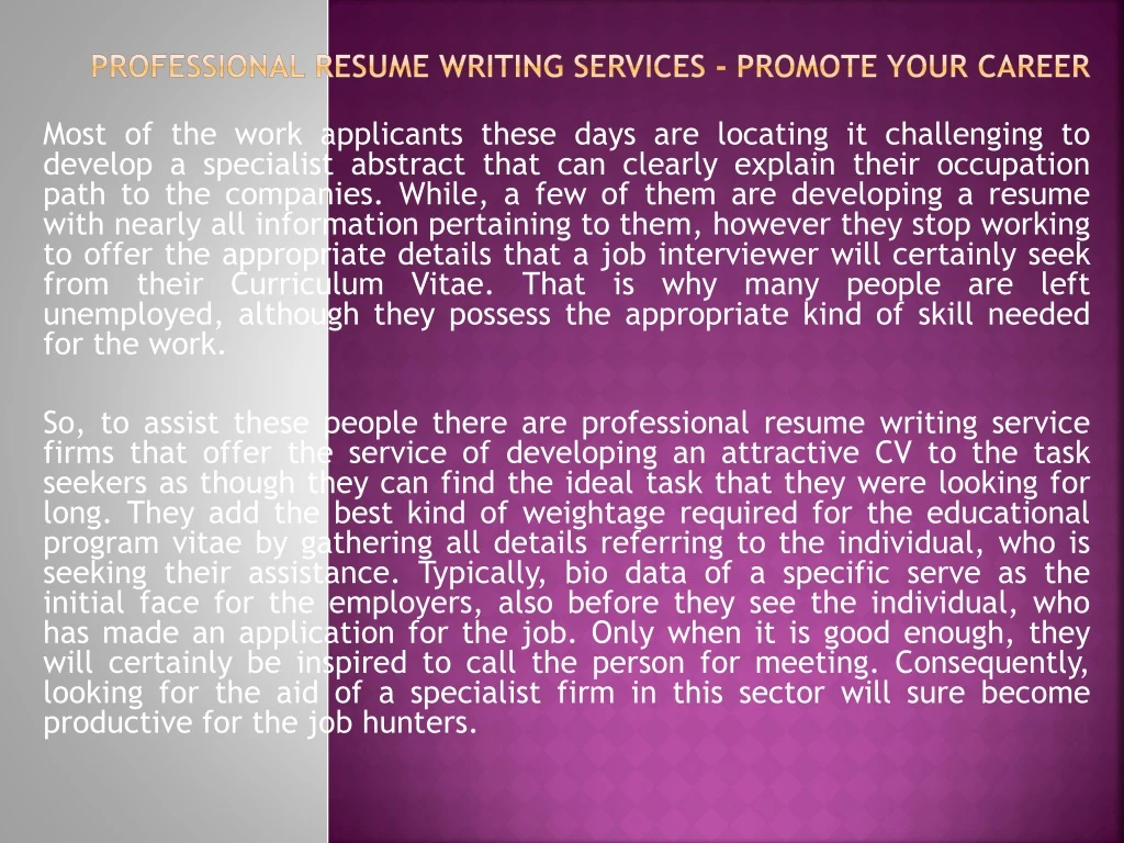 professional resume writing services promote your career