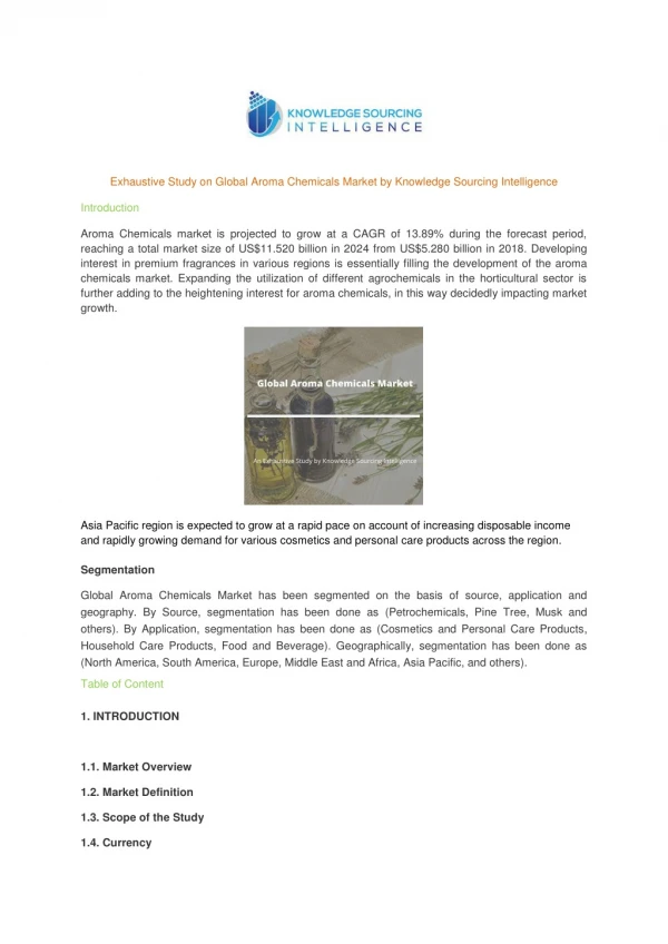 exhaustive study on global aroma chemicals market
