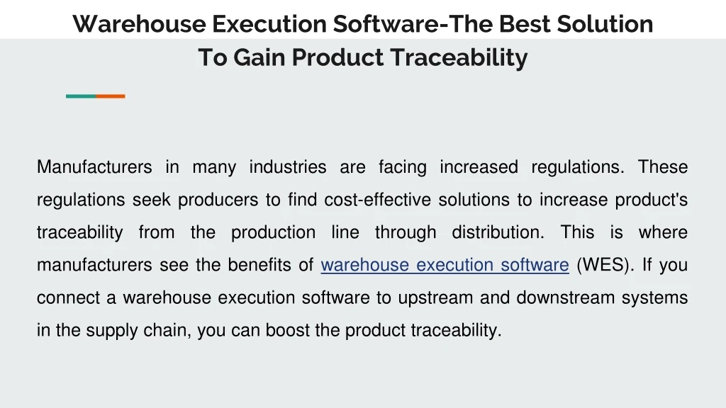 warehouse execution software the best solution to gain product traceability