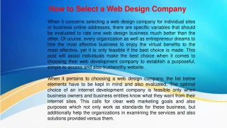 How to Select a Web Design Company