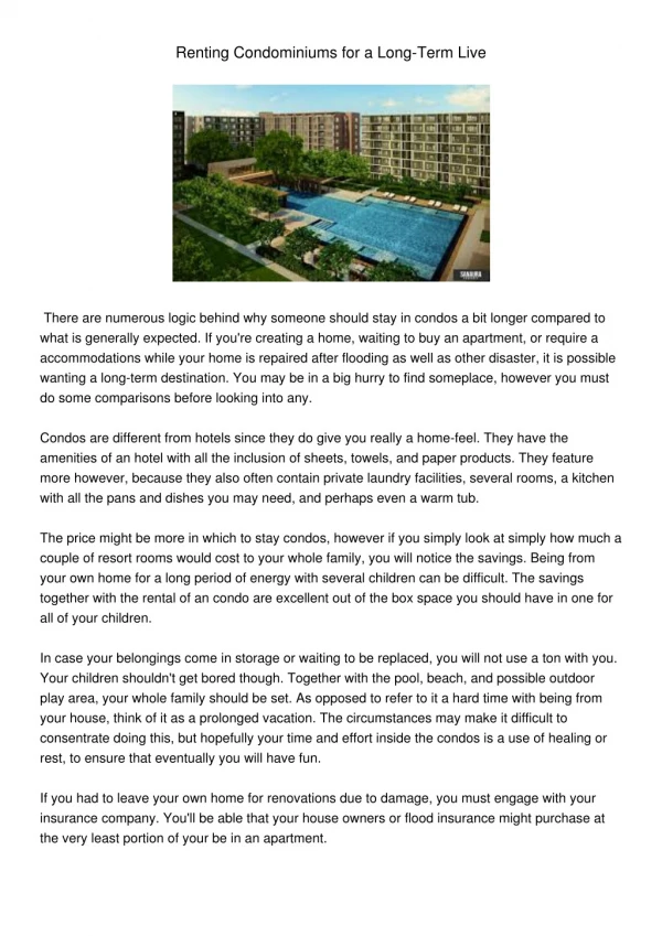 renting condominiums for a long term live