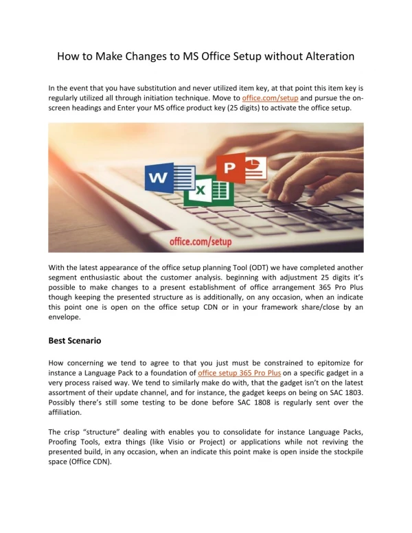 how to make changes to ms office setup without