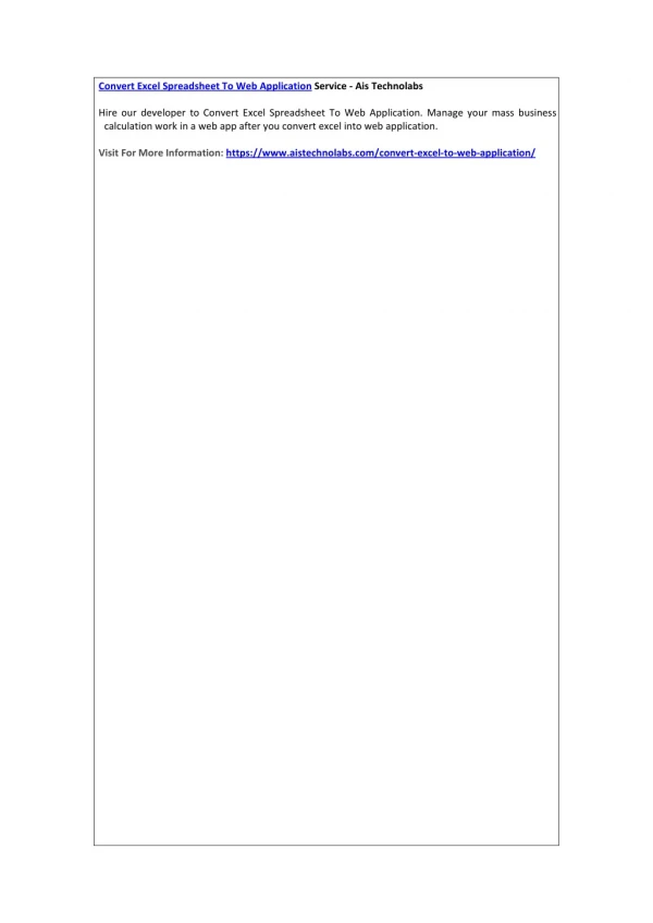 convert excel spreadsheet to web application