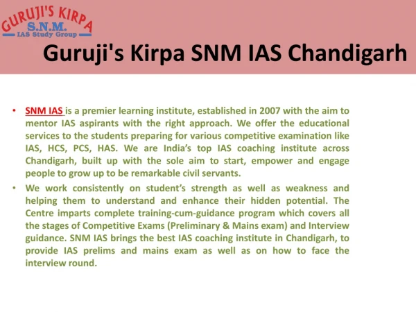 SNM IAS Chandigarh - Best HCS Coaching Institute in Chandigarh