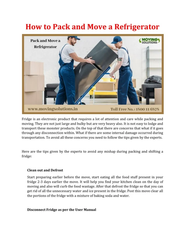 how to pack and move a refrigerator