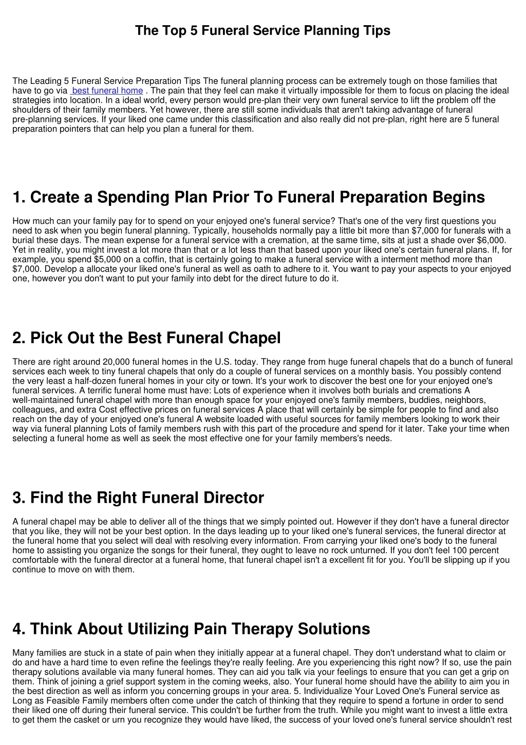 the top 5 funeral service planning tips