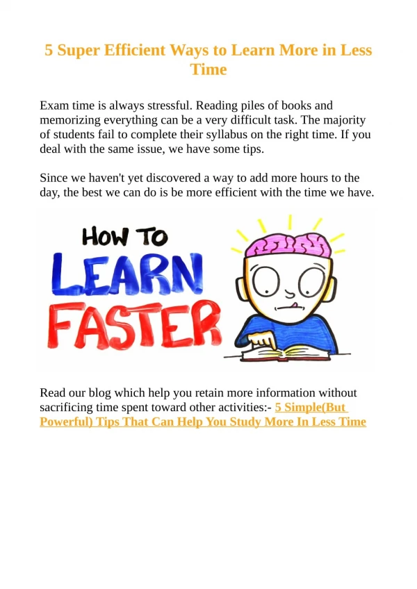 5 super efficient ways to learn more in less time