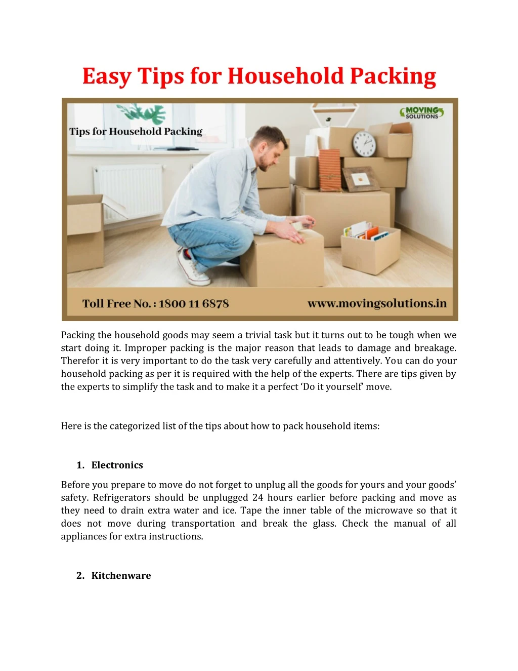 easy tips for household packing