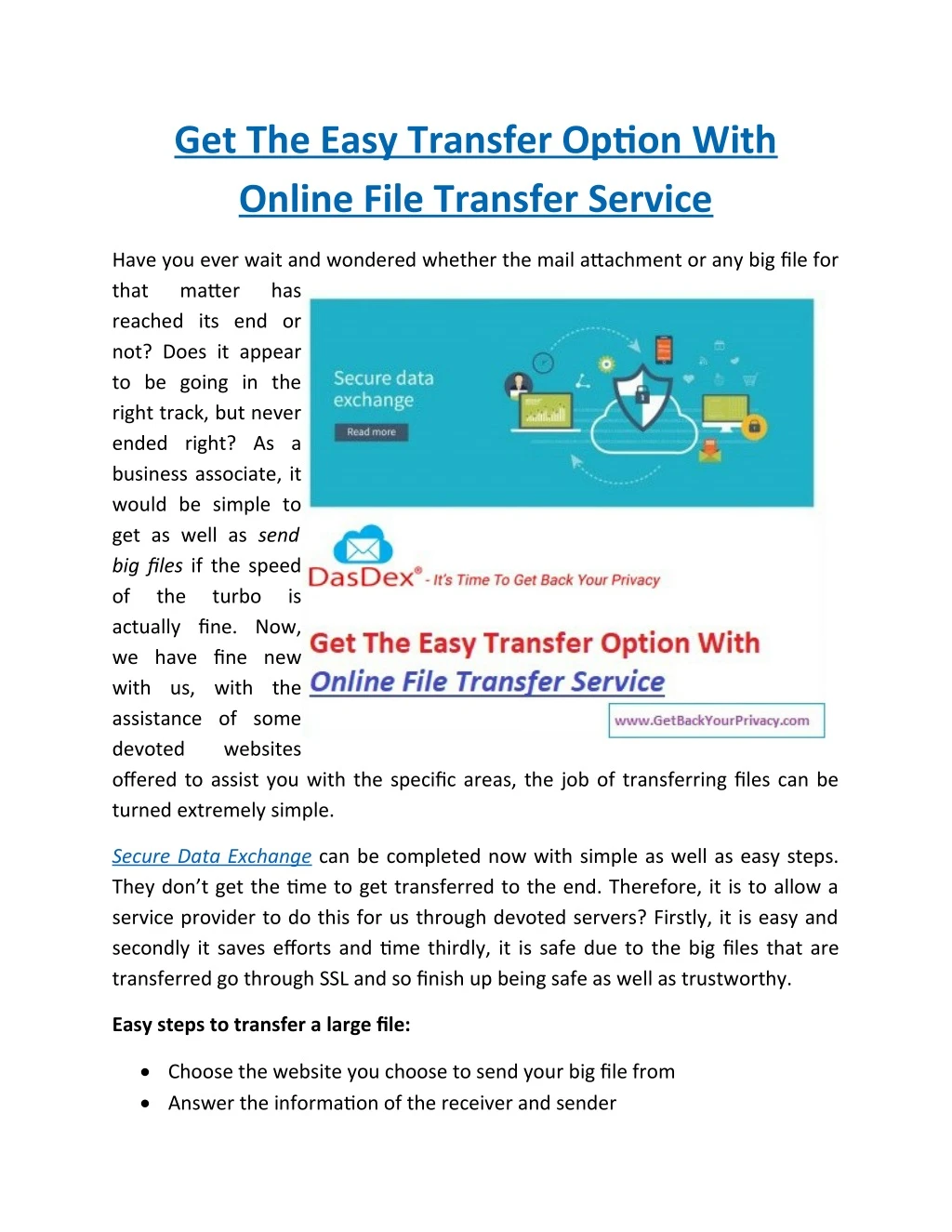 get the easy transfer option with online file