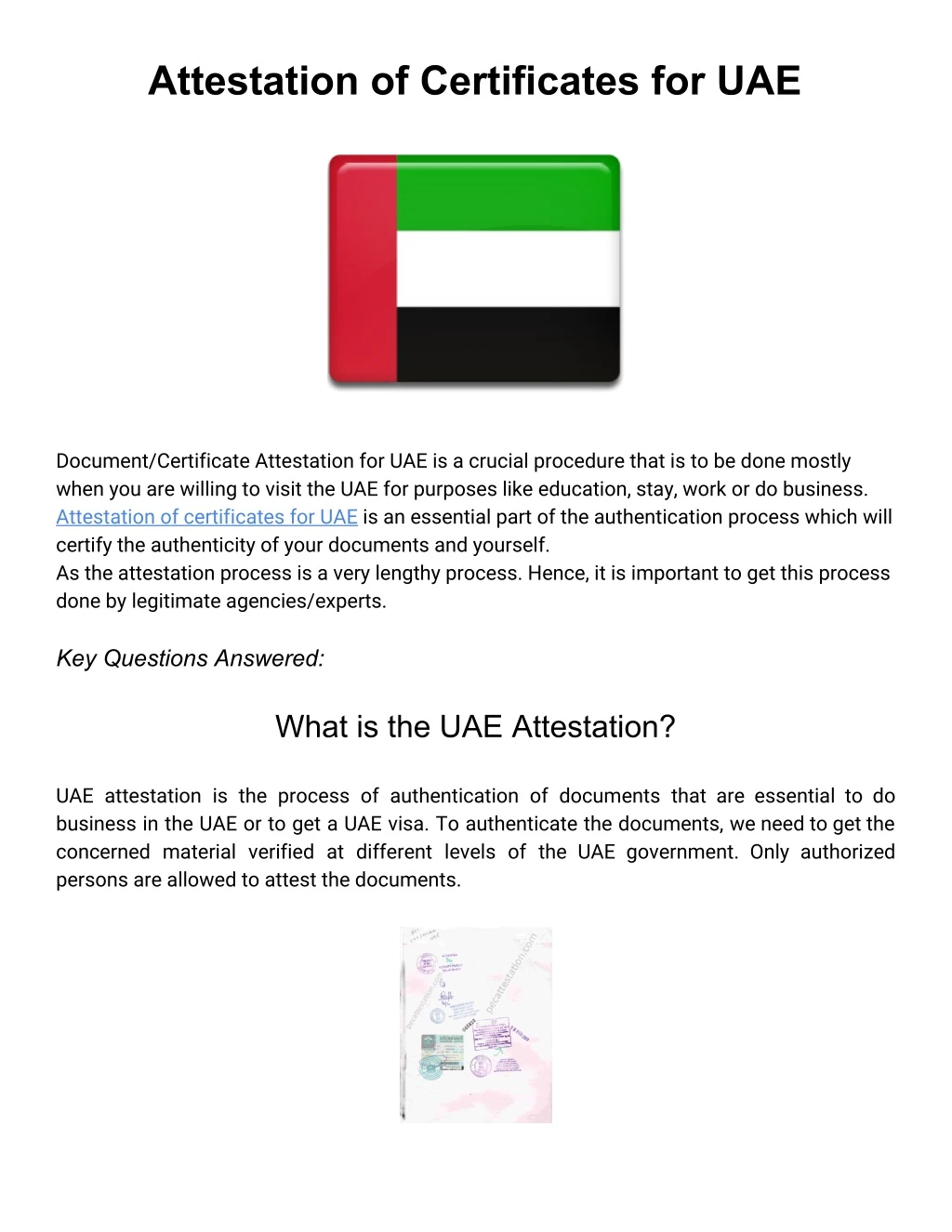 attestation of certificates for uae