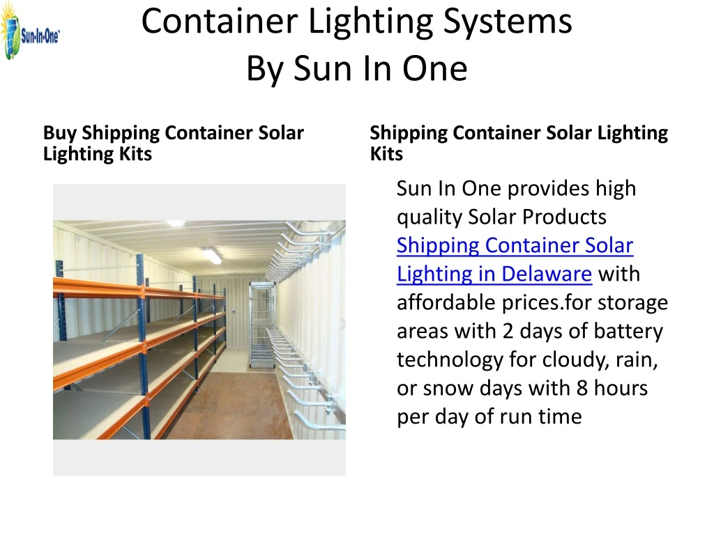 container lighting systems by sun in one