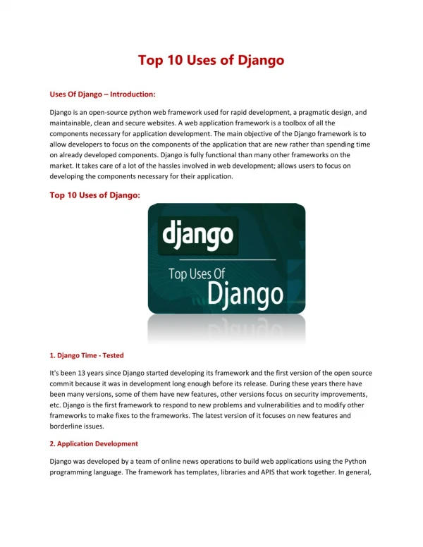 Top 10 Uses of Django?