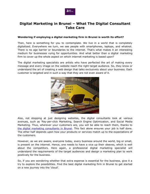 Digital Marketing in Brunei – What The Digital Consultant Take Care