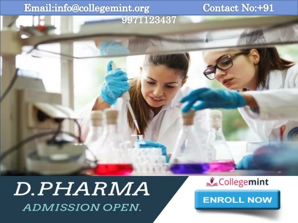 Diploma in Pharmacy (D.Pharma) Course - Admission