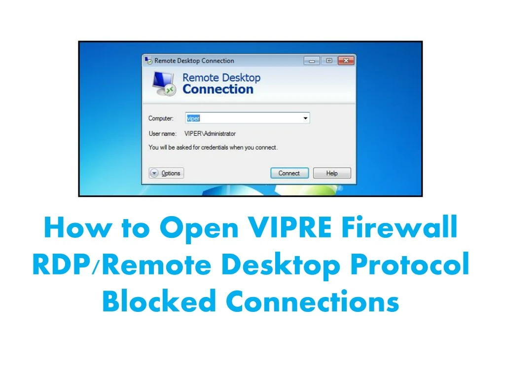how to open vipre firewall rdp remote desktop protocol blocked connections