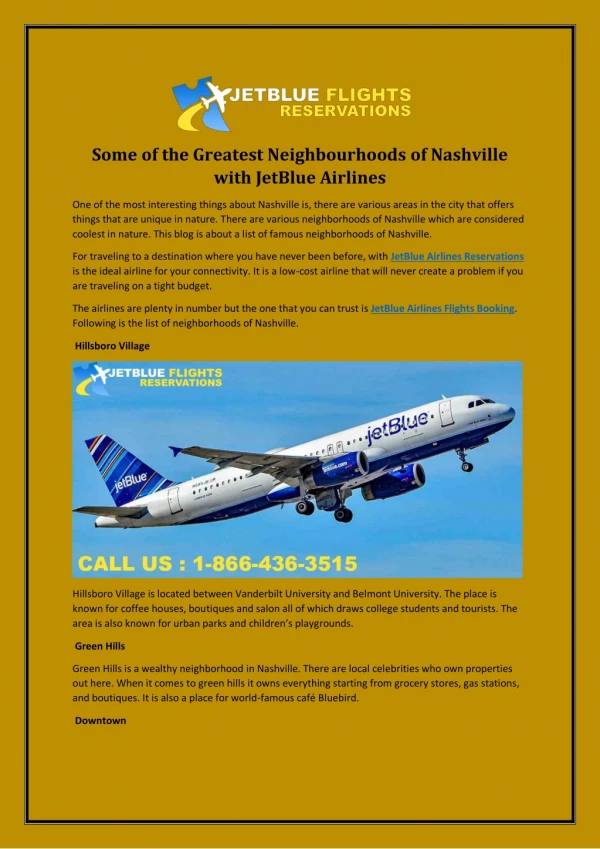 Some of The Greatest Neighborhoods of Nashville with JetBlue Airlines