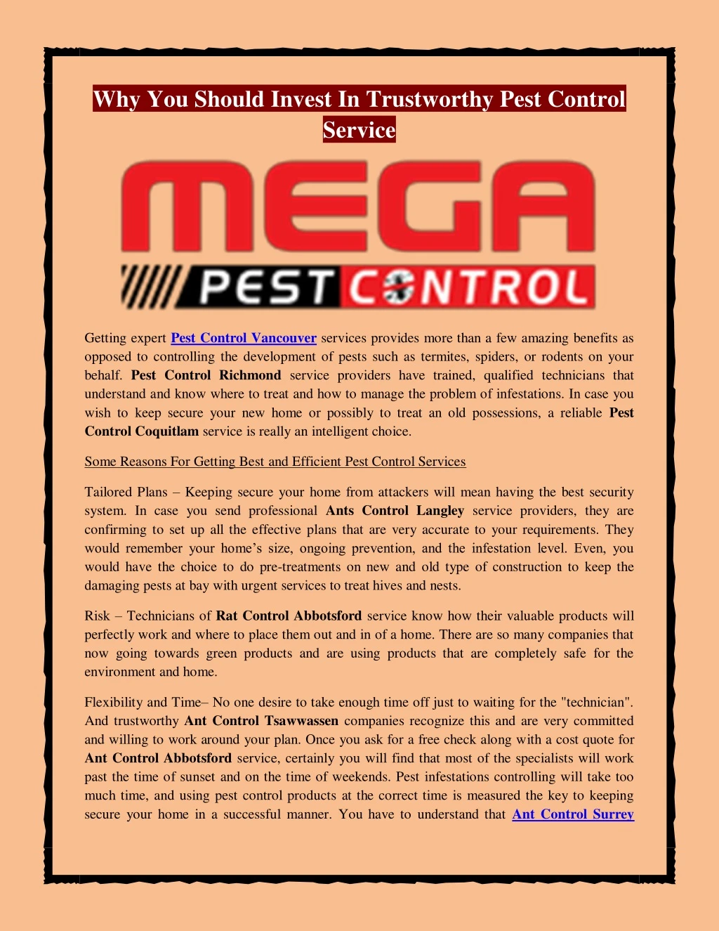 why you should invest in trustworthy pest control