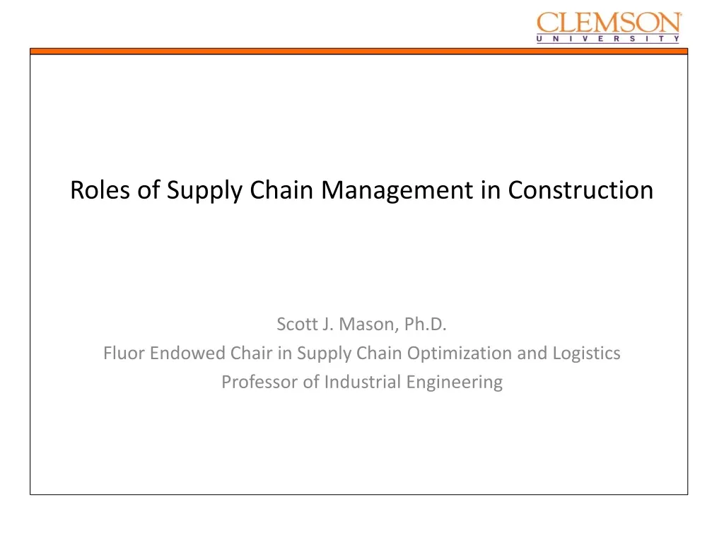 roles of supply chain management in construction