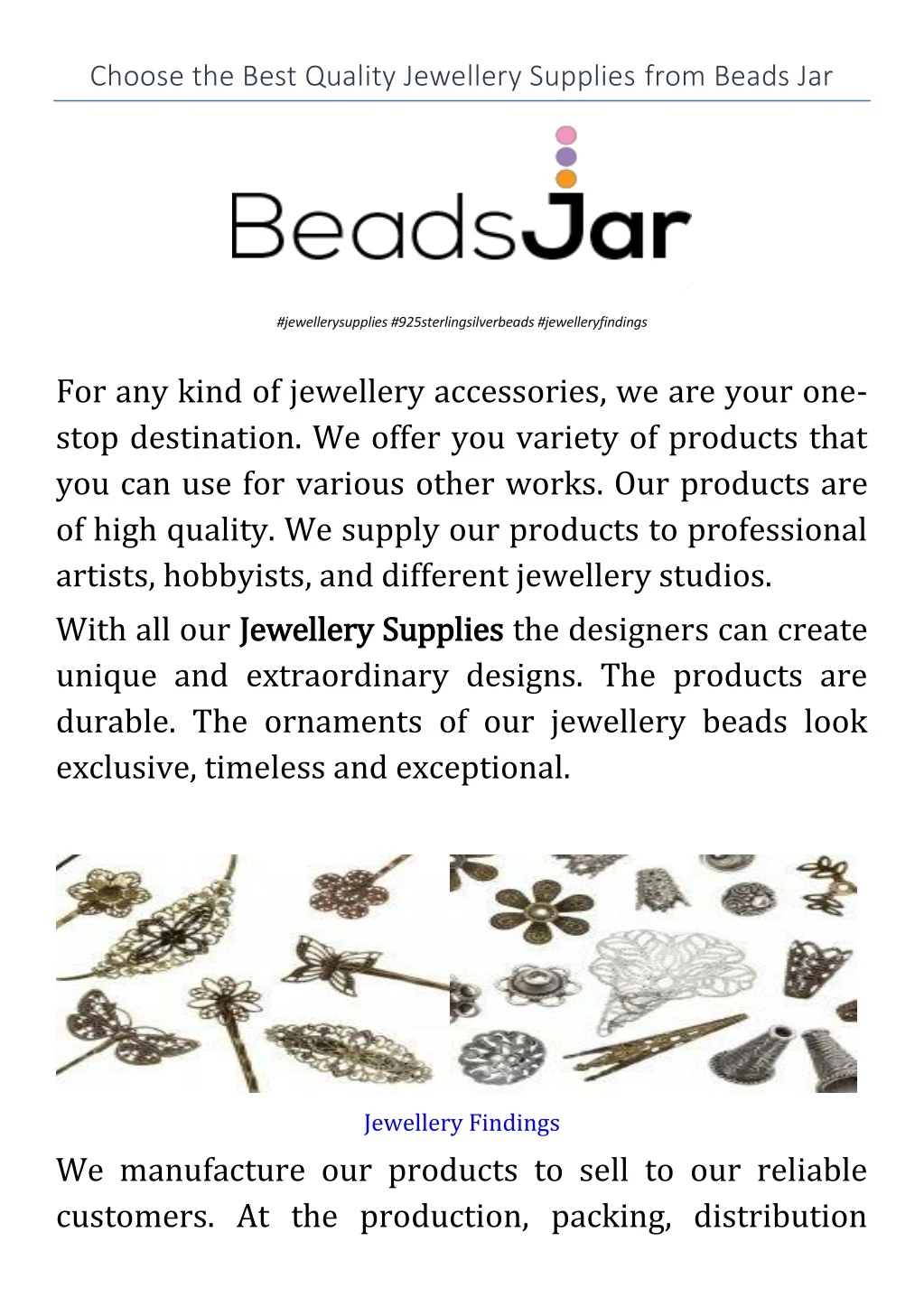 choose the best quality jewellery supplies from