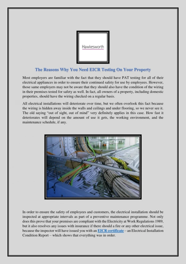 The Reasons Why You Need EICR Testing On Your Property