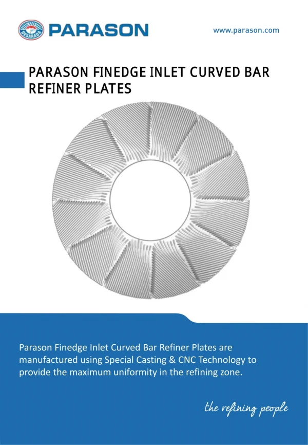 Buy Finedge Inlet Curved Bar Refiner Plates For Excellent Refining