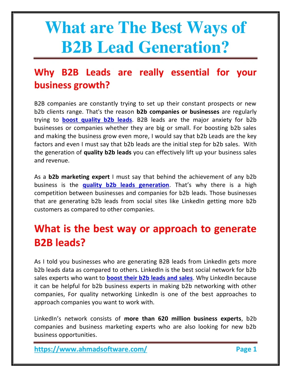 what are the best ways of b2b lead generation