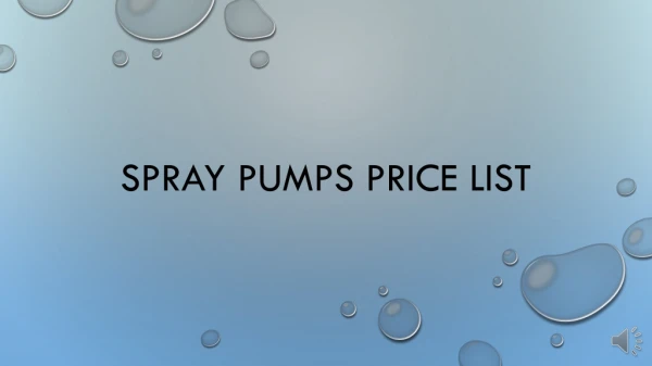 Spray pumps price list