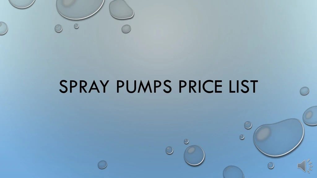spray pumps price list