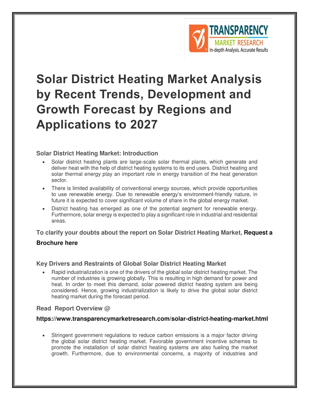 solar district heating market analysis by recent