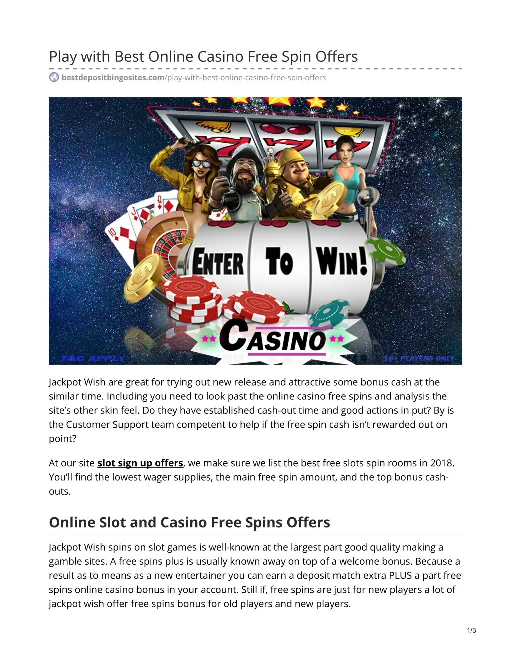 play with best online casino free spin offers